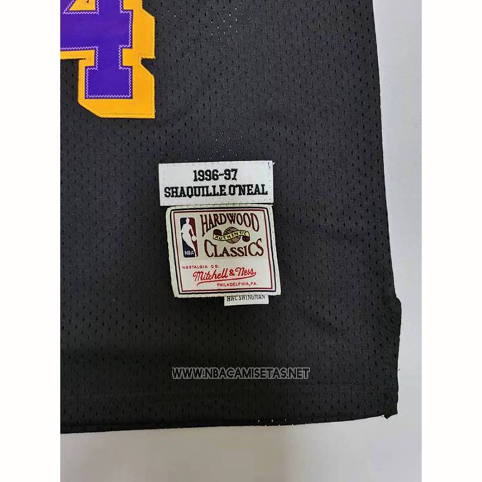 Camiseta Los Angeles Lakers Shaquille O'neal NO 34 Mitchell & Ness 1996-97 Negro